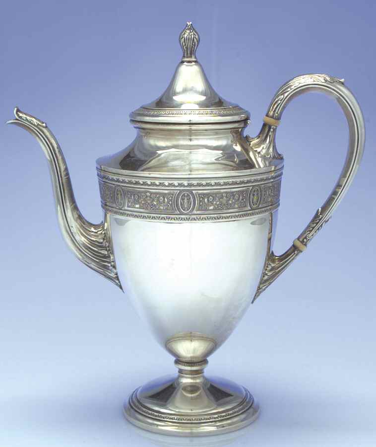 Wedgwood (Sterling, Hollowware, Geometric Base) Coffee Pot by International Silver-1