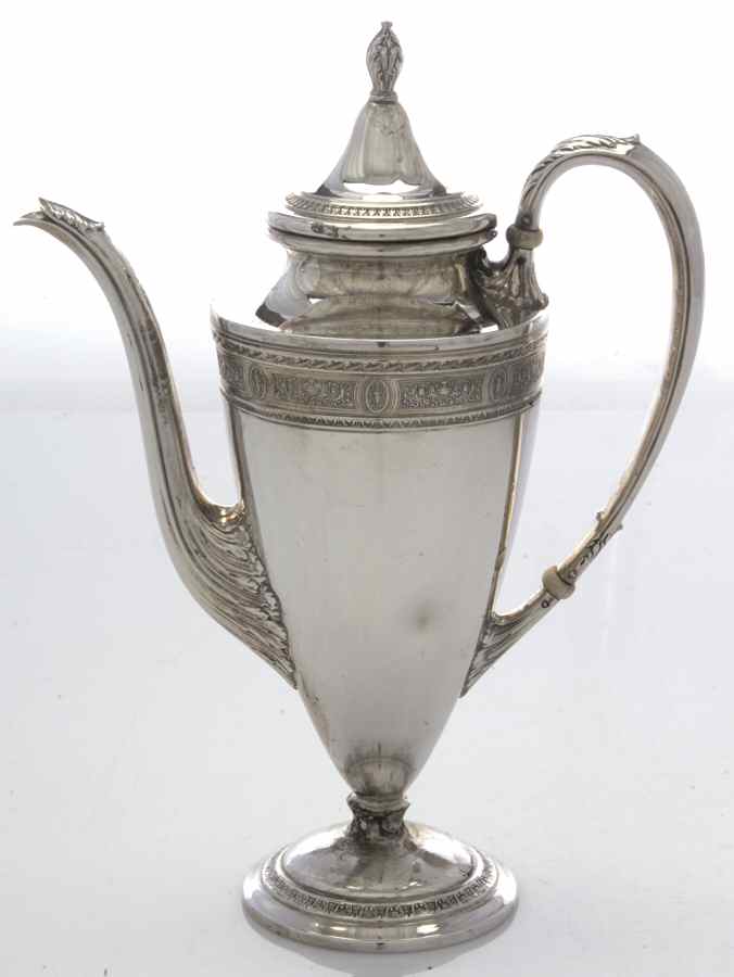 Wedgwood (Sterling, Hollowware, Geometric Base) Mini Coffee Pot by International Silver-1