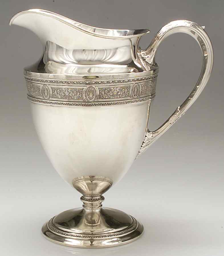 Wedgwood (Sterling, Hollowware, Geometric Base) Sterling Water Pitcher by International Silver-1
