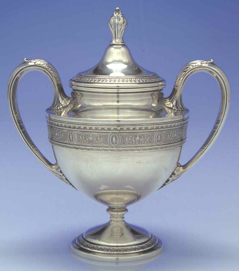 Wedgwood (Sterling, Hollowware, Geometric Base) Sugar Bowl & Lid by International Silver-1