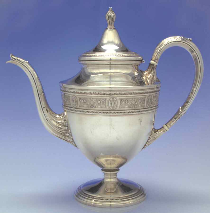 Wedgwood (Sterling, Hollowware, Geometric Base) Teapot by International Silver-1