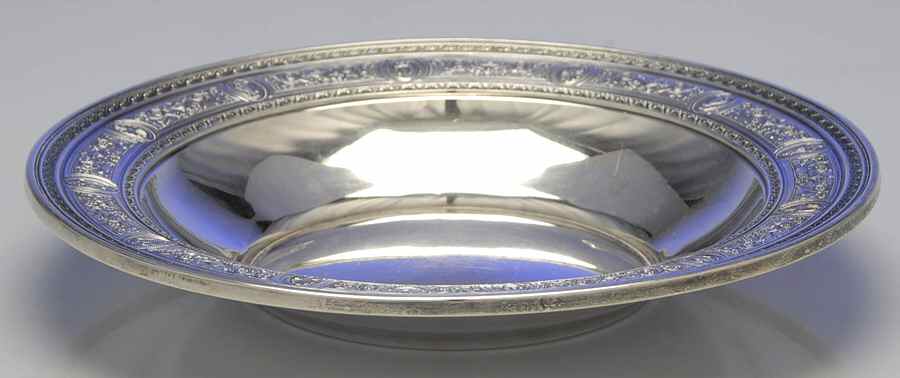 Wedgwood (Sterling, Hollowware, Geometric Base) 10" Round Vegetable Bowl by International Silver-1