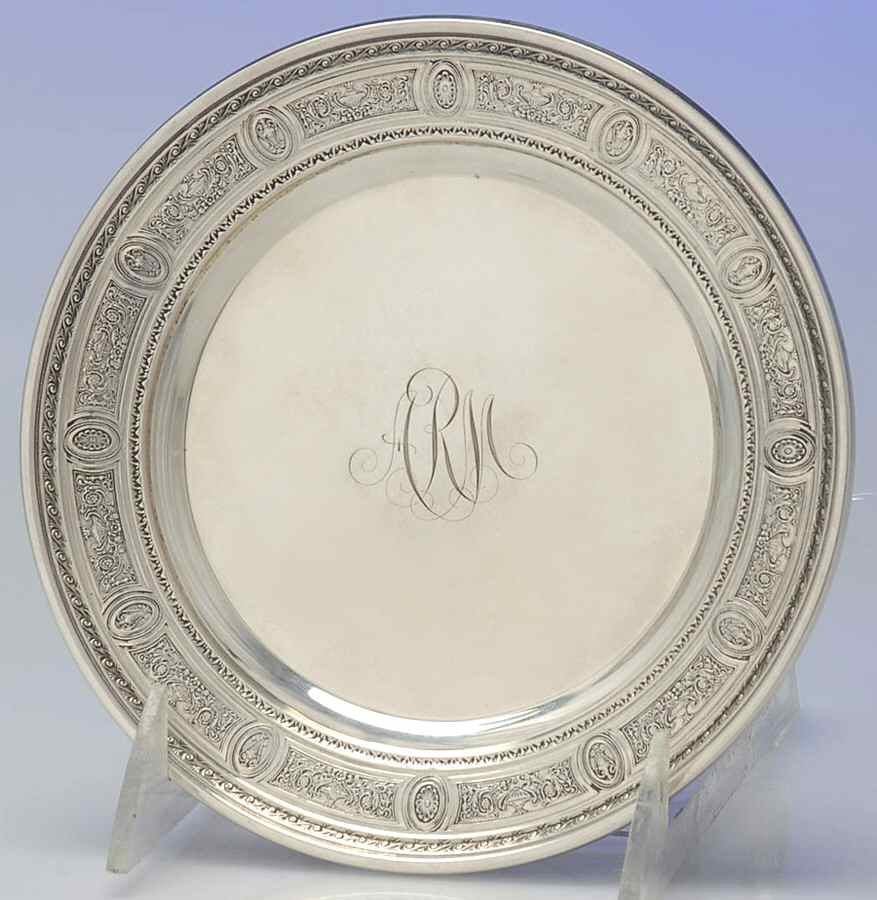 Wedgwood (Sterling, Hollowware, Geometric Base) Bread Plate by International Silver-1