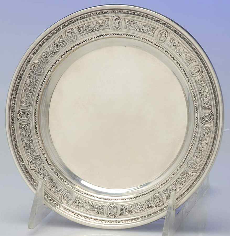 Wedgwood (Sterling, Hollowware, Geometric Base) Bread Plate by International Silver-1