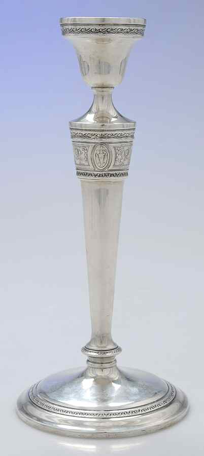 Wedgwood (Sterling, Hollowware, Geometric Base) Weighted Candlestick by International Silver-1