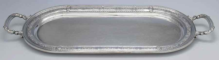 Wedgwood (Sterling, Hollowware, Geometric Base) Large Waiter Tray by International Silver-1
