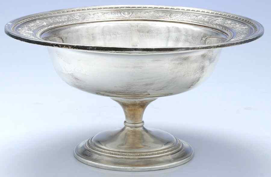Wedgwood (Sterling, Hollowware, Geometric Base) 11" Round Footed Centerpiece by International Silver-1