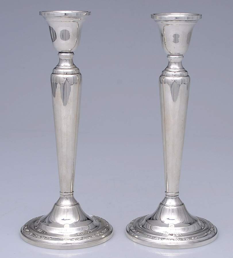 Courtship (Sterling, 1936, Hollowware) Pair of Weighted Candlesticks by International Silver-1