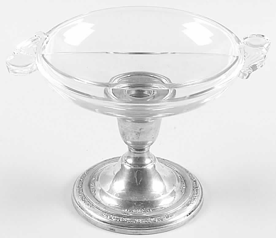 Courtship (Sterling, 1936, Hollowware) Divided Glass Compote with Sterling Base by International Silver-1