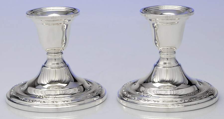 Courtship (Sterling, 1936, Hollowware) Pair of Weighted Candleholders by International Silver-1