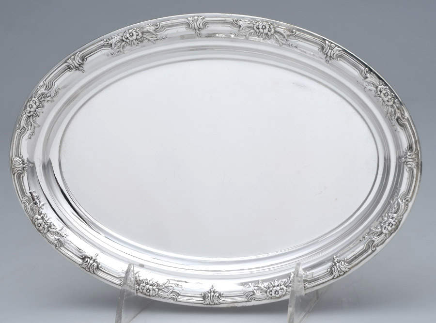Wild Rose-New (Sterling, 1948, New, Hollowware) Tray for Sterling Creamer & Sugar Set by International Silver-1
