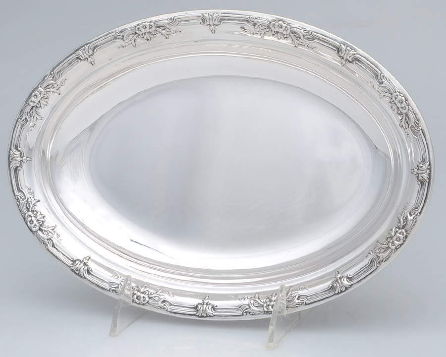 Wild Rose-New (Sterling, 1948, New, Hollowware) 10" Bread Tray by International Silver-1