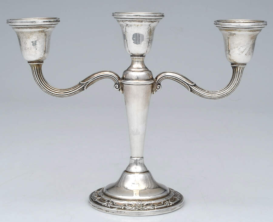 Wild Rose-New (Sterling, 1948, New, Hollowware) Weighted 3 Light Candelabra by International Silver-1