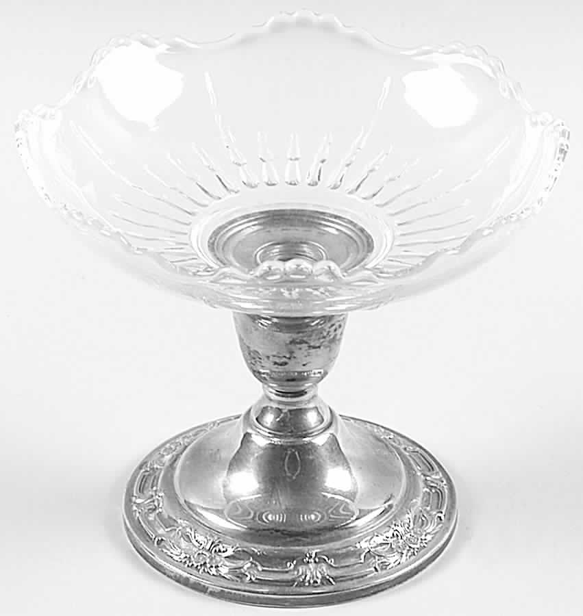 Wild Rose-New (Sterling, 1948, New, Hollowware) Glass Compote & Sterling Base by International Silver-1