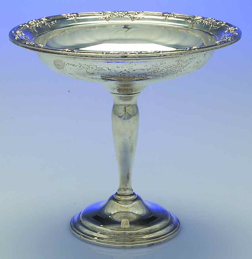 Wild Rose-New (Sterling, 1948, New, Hollowware) Weighted Round Compote (Height X Width) by International Silver-1