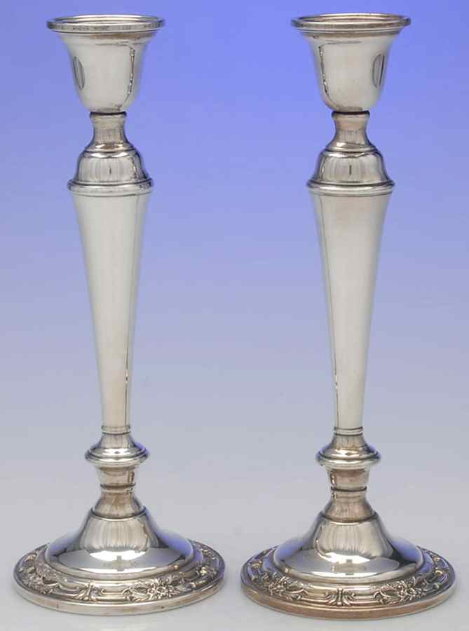 Wild Rose-New (Sterling, 1948, New, Hollowware) Pair of Weighted Candlesticks by International Silver-1
