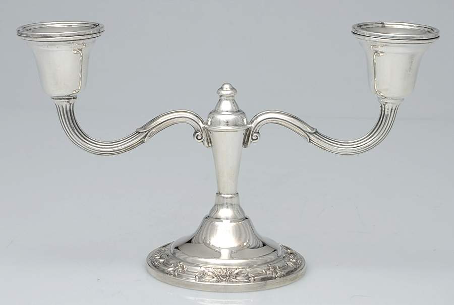 Wild Rose-New (Sterling, 1948, New, Hollowware) Weighted 2 Light Candelabra by International Silver-1