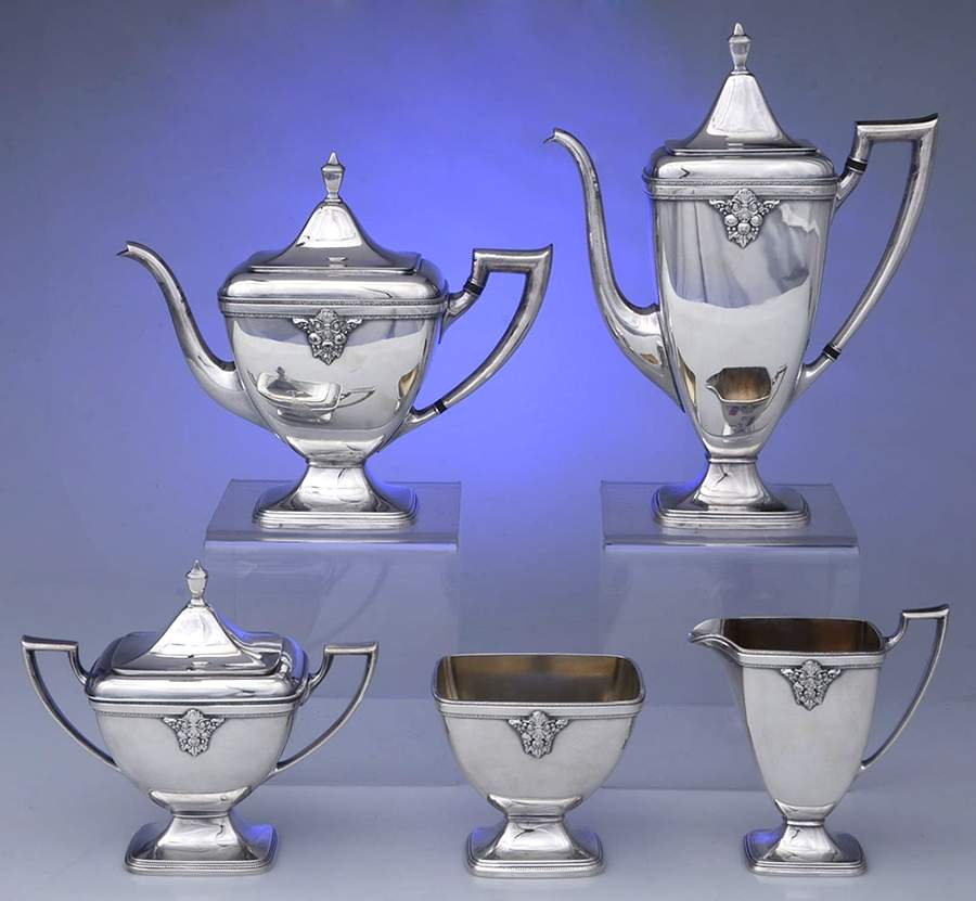 Adoration (Silverplate, Hollowware) 5-Piece Plated Tea Set (with Waste) by International Silver-1