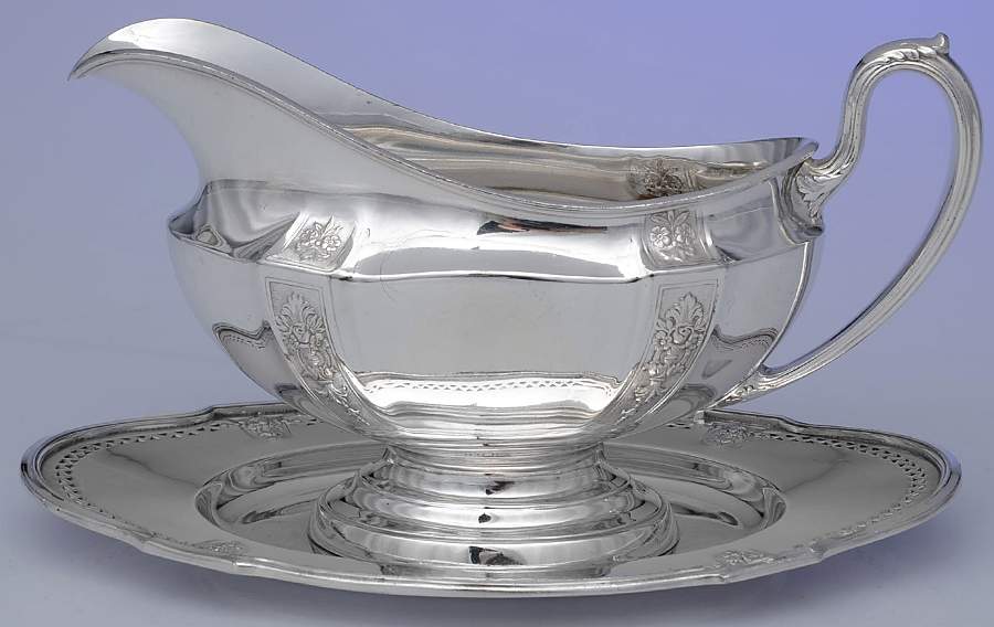 Ambassador (Silverplate, Hollowware) Plated Gravy Boat & Underplate by International Silver-1