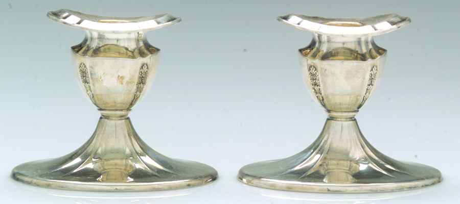 Ambassador (Silverplate, Hollowware) Pair of 3" Console Candleholders by International Silver-1