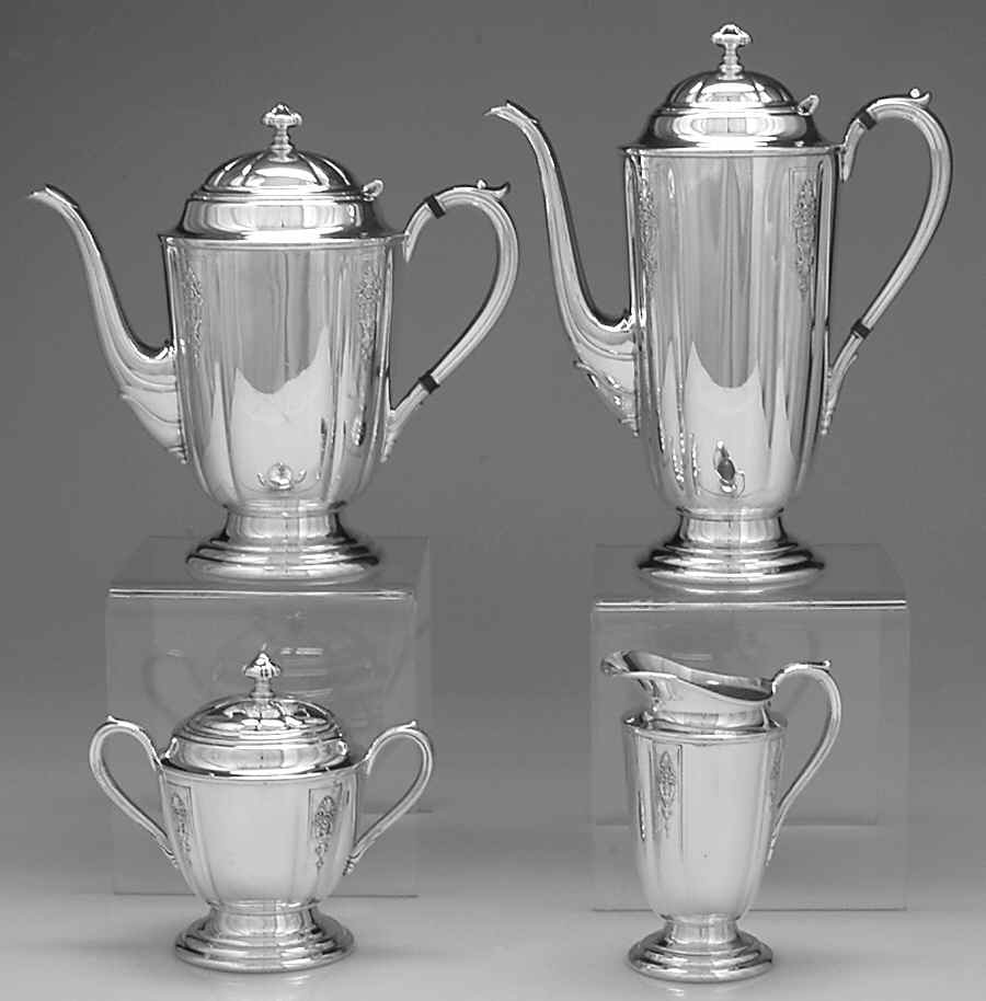 Ambassador (Silverplate, Hollowware) (4 Piece) Silverplate Tea Set by International Silver-1