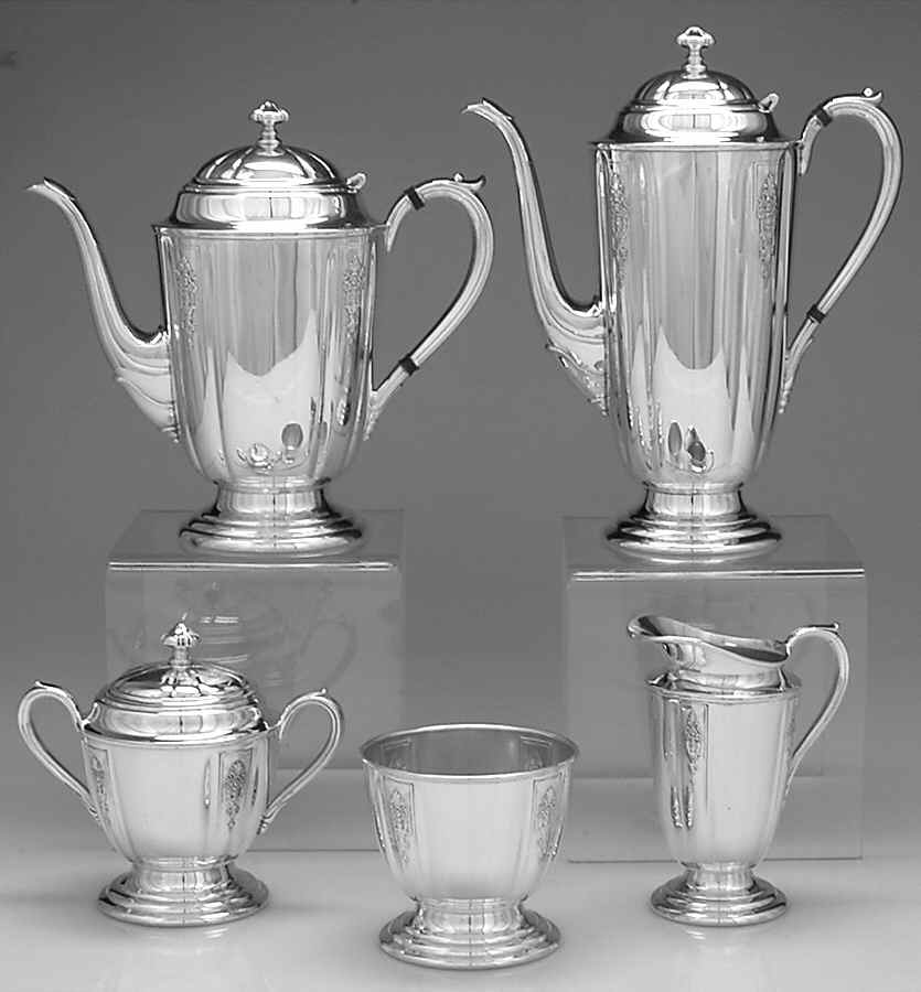 Ambassador (Silverplate, Hollowware) 5-Piece Plated Tea Set (with Waste) by International Silver-1