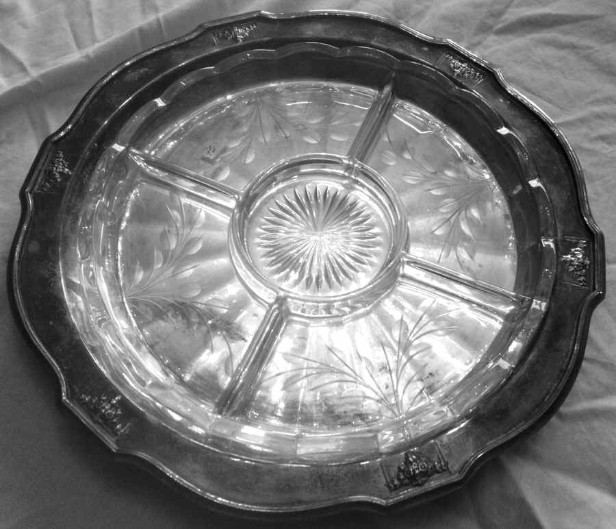 Ambassador (Silverplate, Hollowware) 5 Part Relish with Glass Divided Liner by International Silver-1