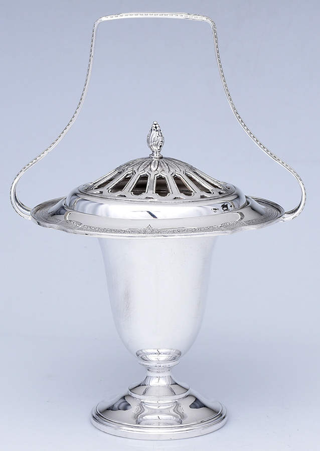 Ancestral (Silverplate, Hollowware) Flower Basket with Frog by International Silver-1