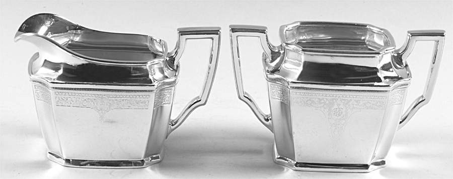 Ancestral (Silverplate, Hollowware) Creamer & Open Sugar-Mini by International Silver-1