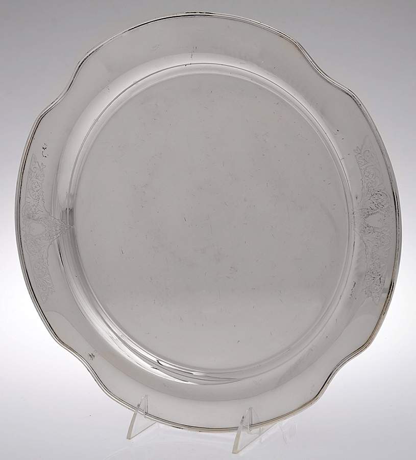 Ancestral (Silverplate, Hollowware) Small Round Silverplate Tray by International Silver-1