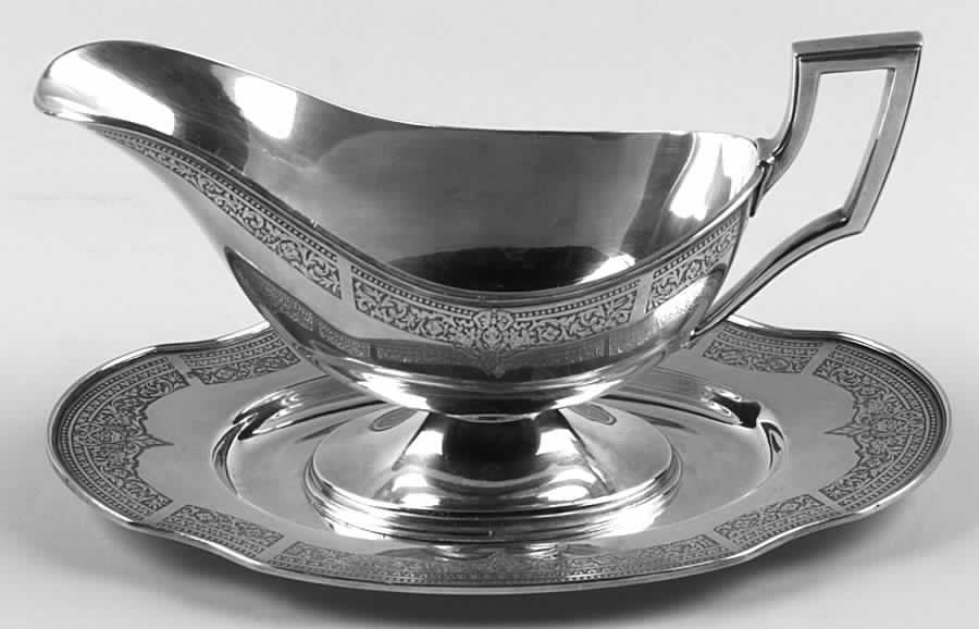 Ancestral (Silverplate, Hollowware) Plated Gravy Boat & Underplate by International Silver-1