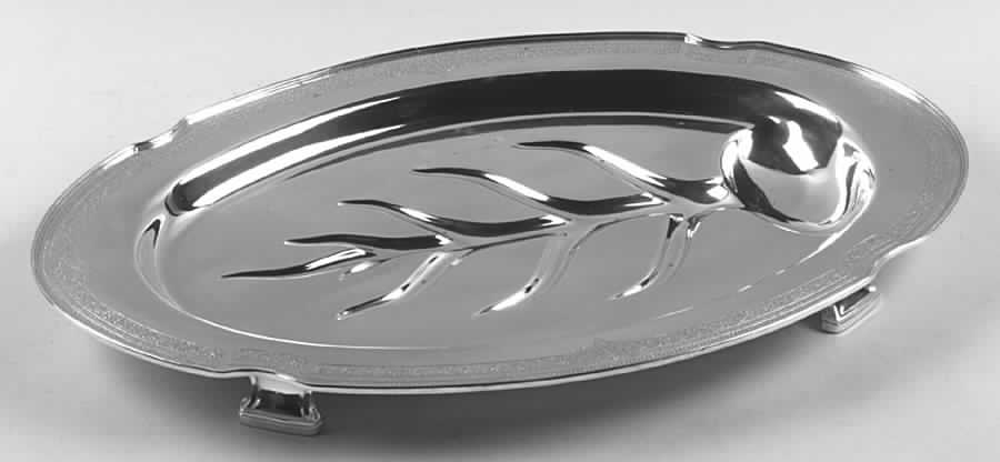 Ancestral (Silverplate, Hollowware) Medium Plated Meat Platter with Well by International Silver-1