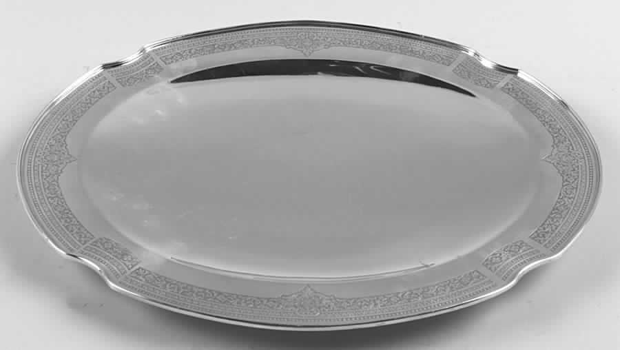 Ancestral (Silverplate, Hollowware) 12" Oval Footed Plated Sandwich Plate by International Silver-1