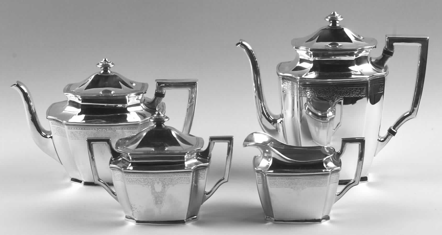 Ancestral (Silverplate, Hollowware) (4 Piece) Silverplate Tea Set by International Silver-1