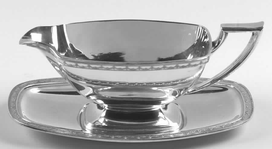 Anniversary (Silverplate, Hollowware) Plated Gravy Boat & Underplate by International Silver-1