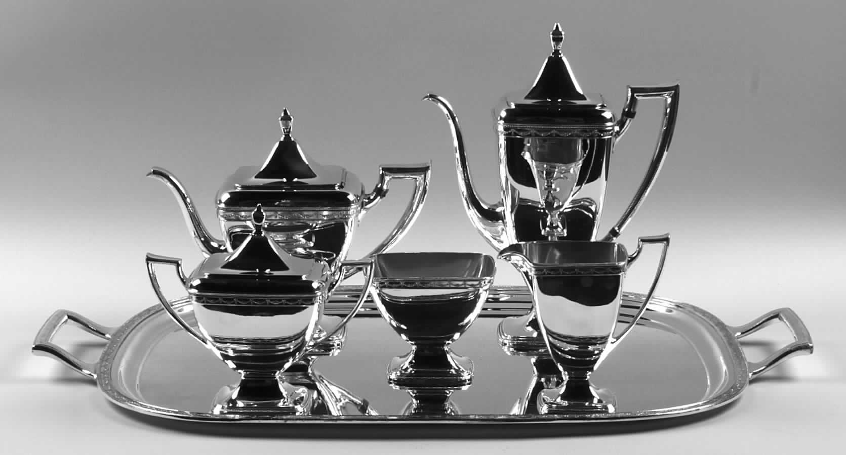 Anniversary (Silverplate, Hollowware) 6-Piece Plated Tea Set (Waste & Tray) by International Silver-1