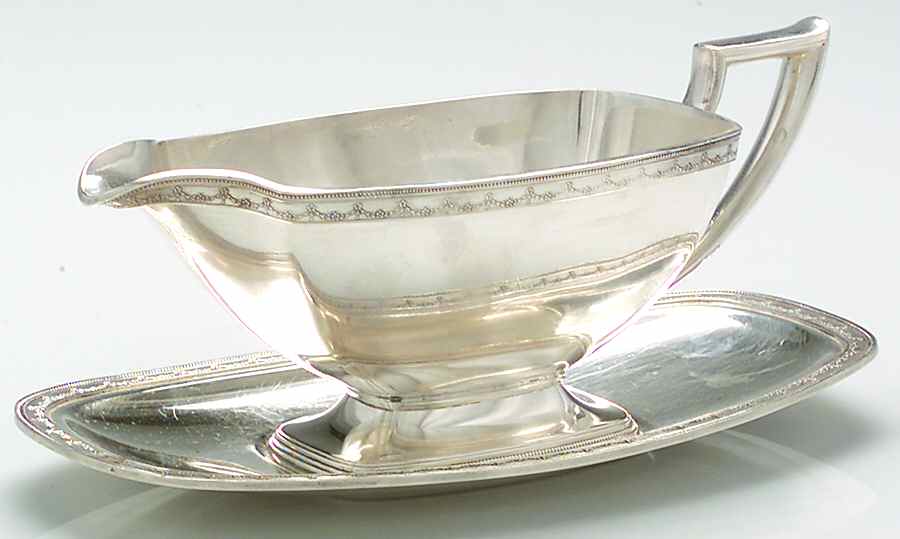 Anniversary (Silverplate, Hollowware) Plated Gravy Boat & Underplate by International Silver-1