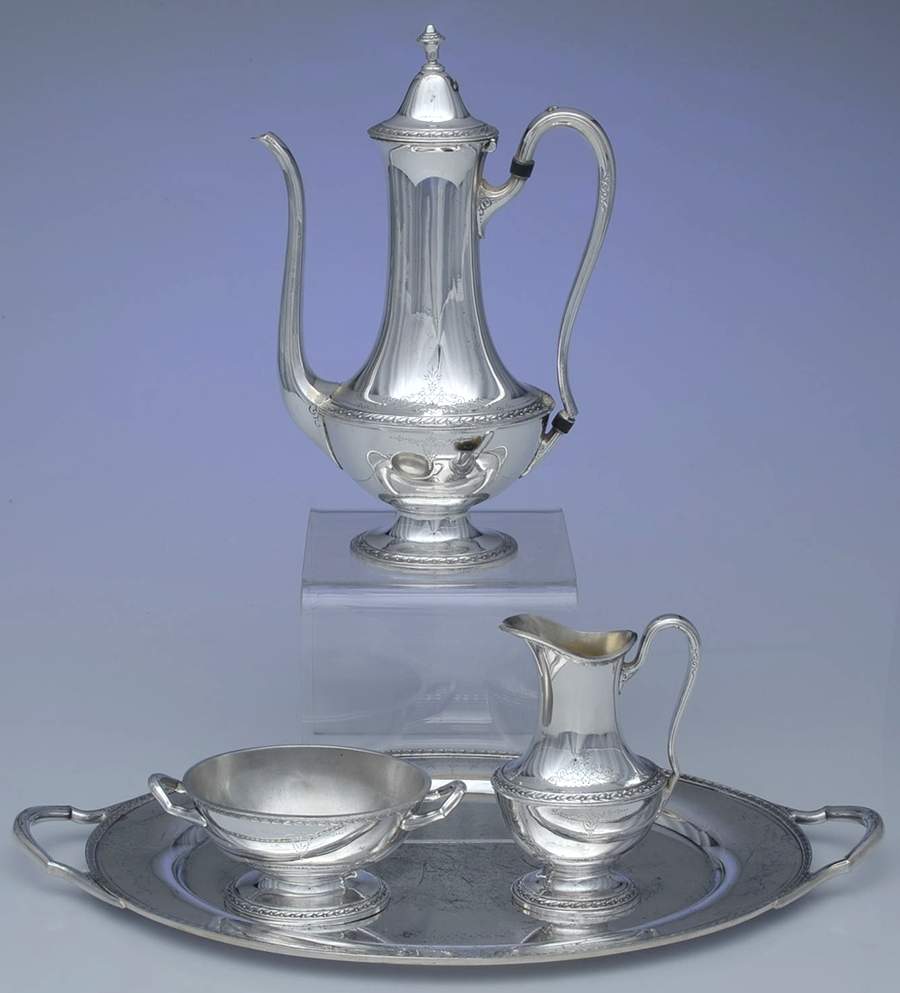 Argosy (Silverplate, Hollowware) 3 Pc Mini Coffee Set & Tray by International Silver-1