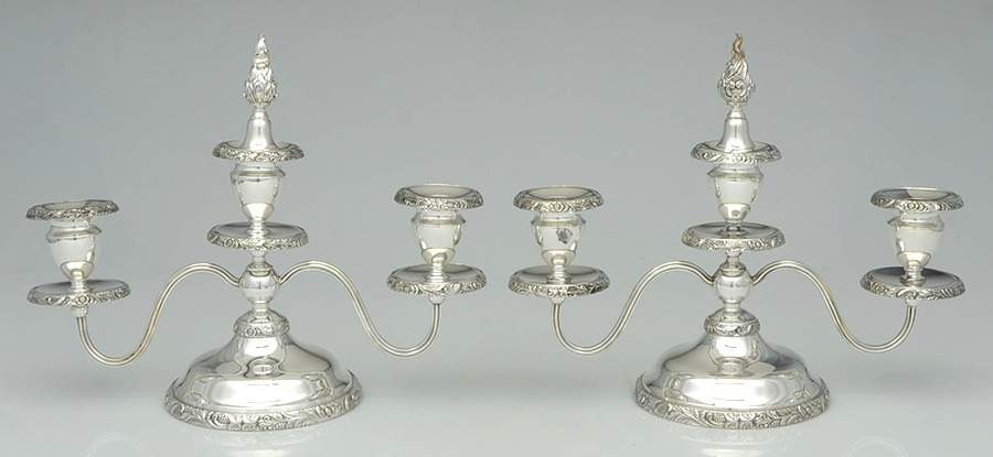 Beverly Manor (Silverplate, Hollowware) Pair of 7" 3 Light Candelabras by International Silver-1
