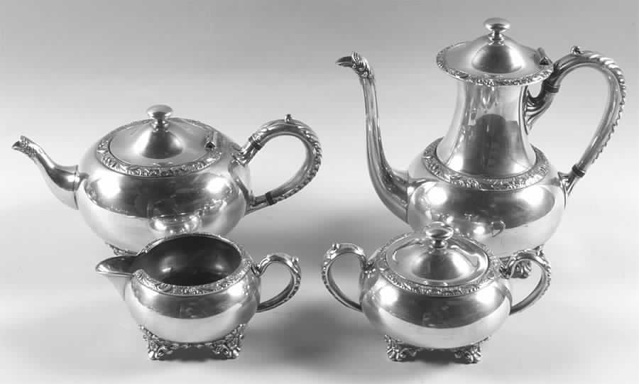 Beverly Manor (Silverplate, Hollowware) (4 Piece) Silverplate Tea Set by International Silver-1