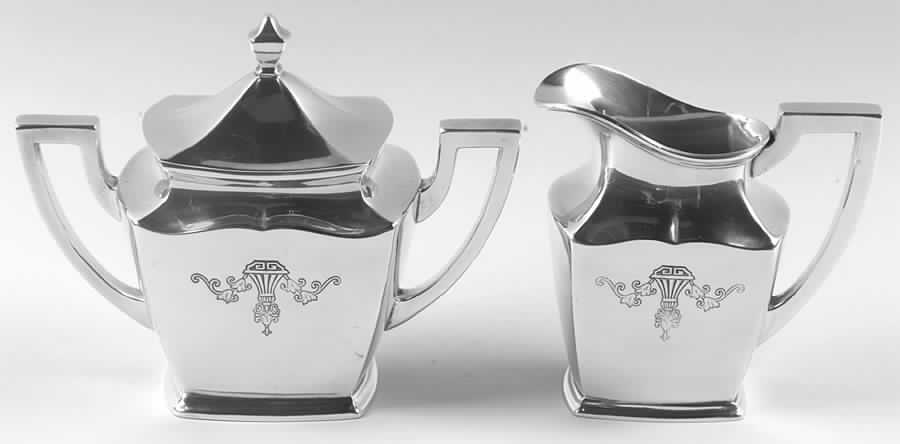 Century (Silverplate, Hollowware) Creamer & Sugar with Lid Set by International Silver-1
