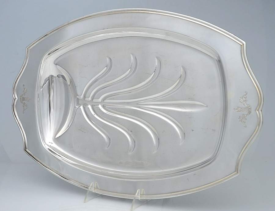 Century (Silverplate, Hollowware) 19" 4 Toed Meat Platter with Well by International Silver-1