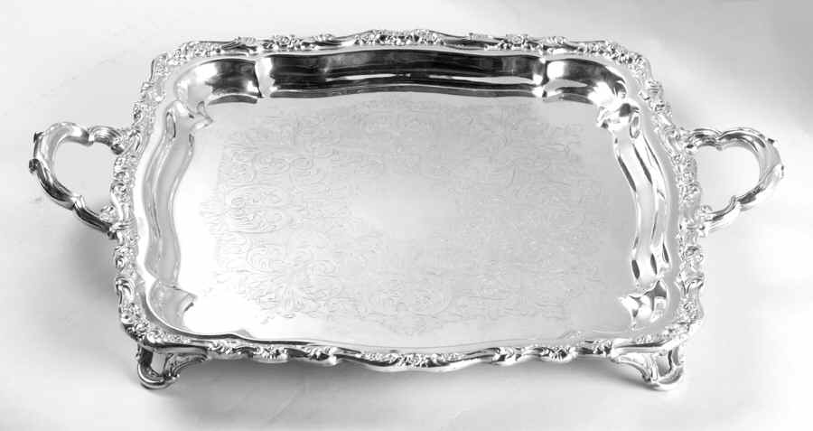 Countess (Silverplate, Hollowware) Square Footed Silverplate Tray by International Silver-1
