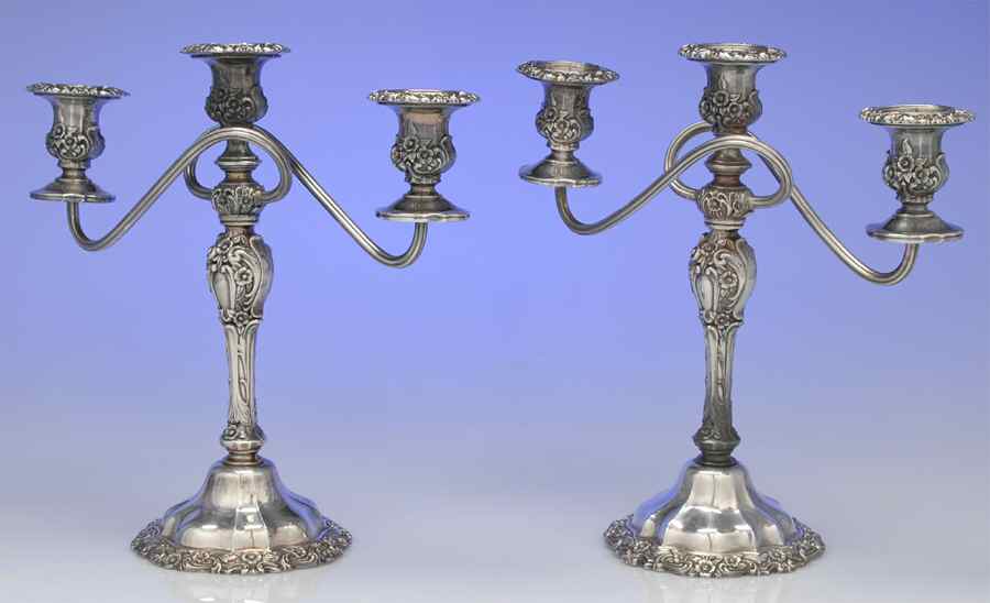 Countess (Silverplate, Hollowware) Pair of 11" 3-Light Candelabra by International Silver-1