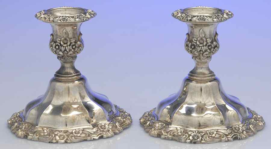 Countess (Silverplate, Hollowware) Pair of 4" Console Candleholders by International Silver-1