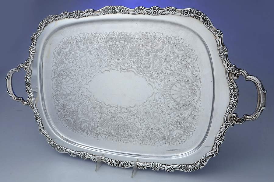 Countess (Silverplate, Hollowware) Large Silverplate Waiter Tray by International Silver-1