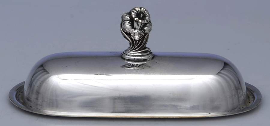 Daffodil (Silverplate, Hollowware) 1/4lb Silverplate Butter Lid for Crystal Base by International Silver-1