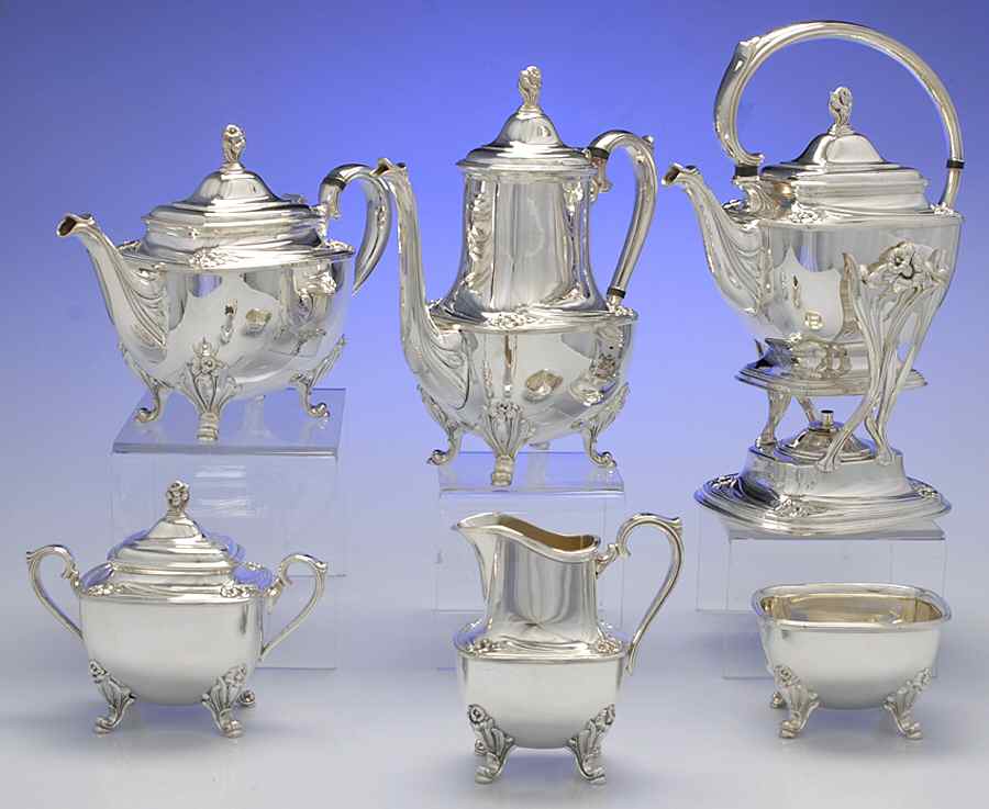 Daffodil (Silverplate, Hollowware) 6-Piece Plated Tea Set (Waste & Kettle) by International Silver-1