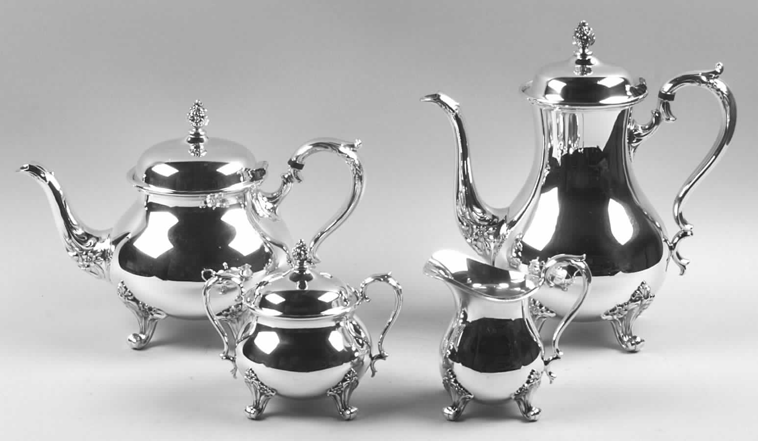 Du Barry (Silverplate, Hollowware) (4 Piece) Silverplate Tea Set by International Silver-1