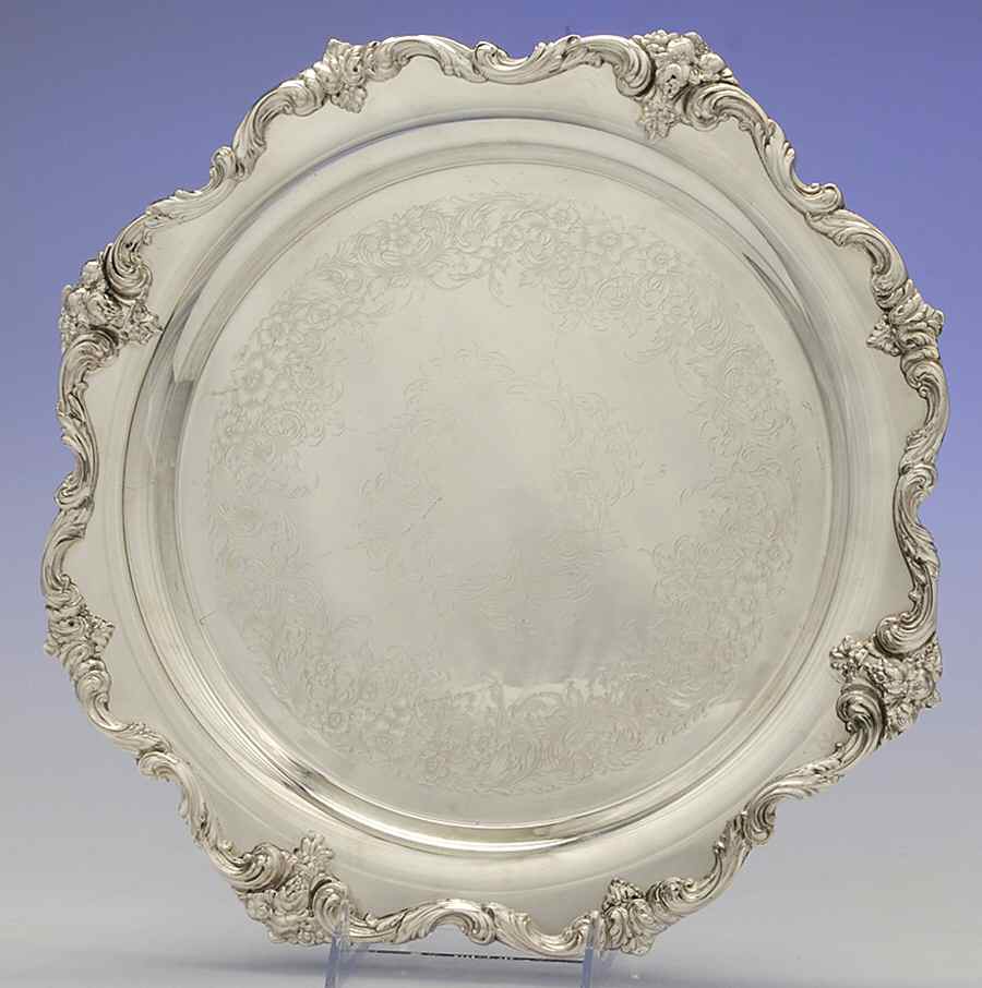 Du Barry (Silverplate, Hollowware) Medium Round Silverplate Tray by International Silver-1